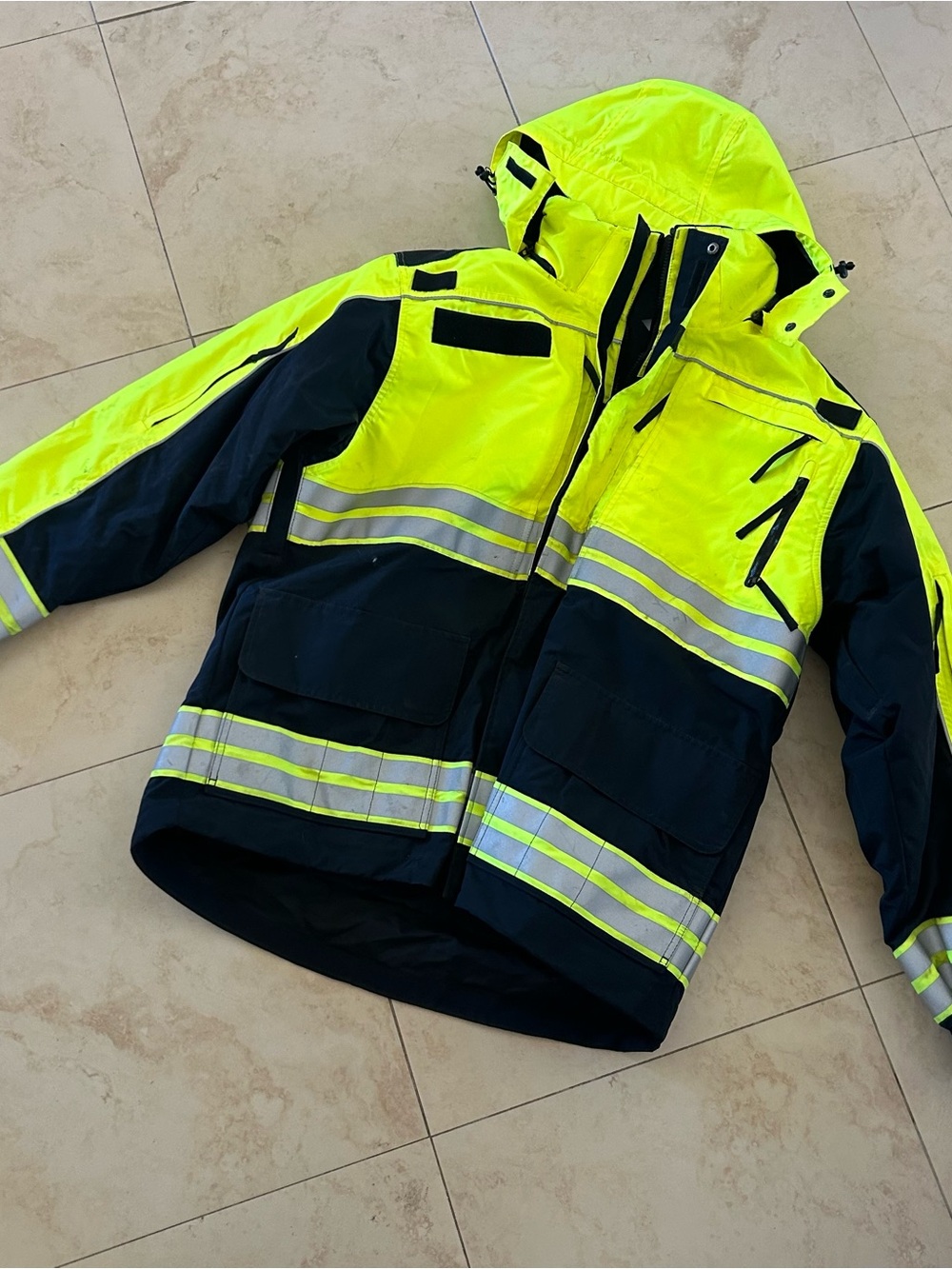 5.11 Tactical Jacket Men CXL Yellow Responder Hi Vis HOODIE Parka Coat Work Duty